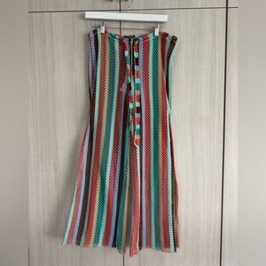 BECCA Crochet Cover-Up pants in Coral, Mint, Light Blue, Brown Sz XS NWT